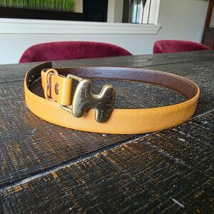 Vintage H Leather Gold Bubble Buckle Tan Belt Capsule Logo “H” Sz 8